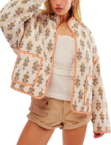 Floral Quilted Lightweight Padded Jacket
