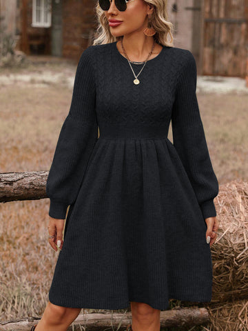 Cozy Cable Knit Sweater Dress