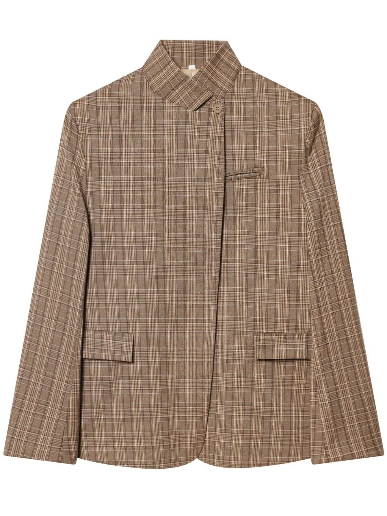 Plaid Stand Collar Blazer Jacket
