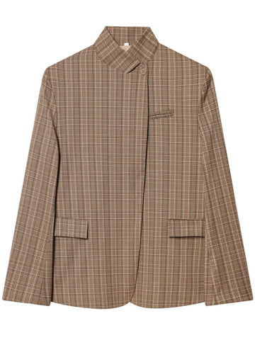 Plaid Stand Collar Blazer Jacket