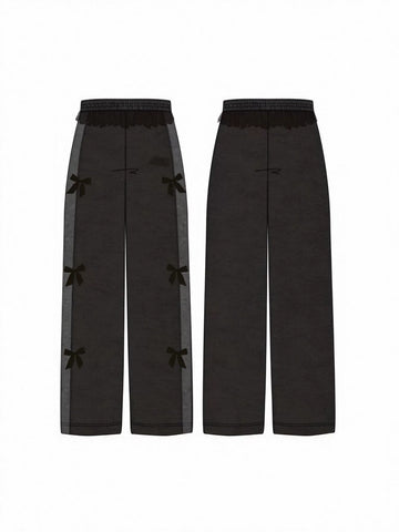 Cozy Bow Detail Wide Leg Pants