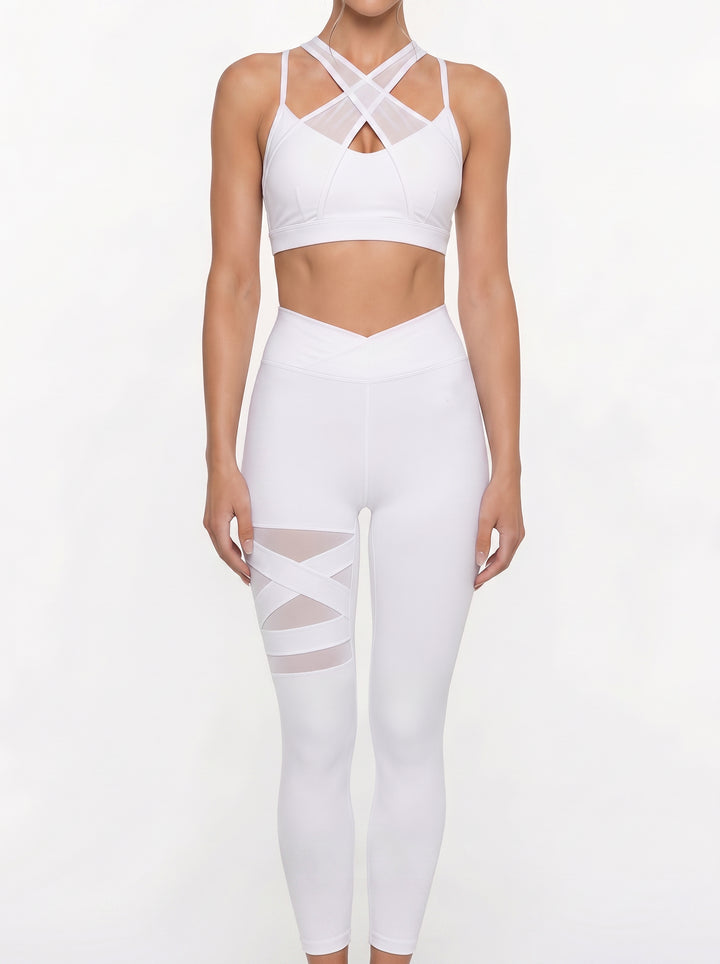 Crisscross Mesh Workout Yoga 2 Piece Set