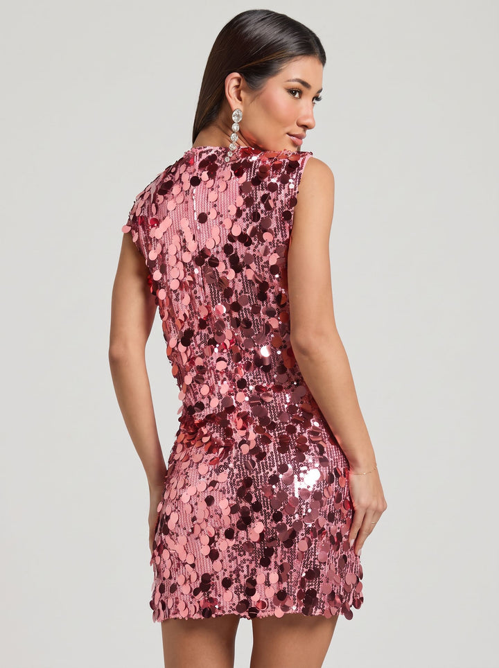 Sparkly Silver Sequin Mini Dress
