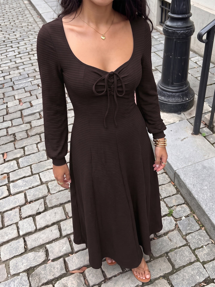 Textured Lace Up Maxi Dress