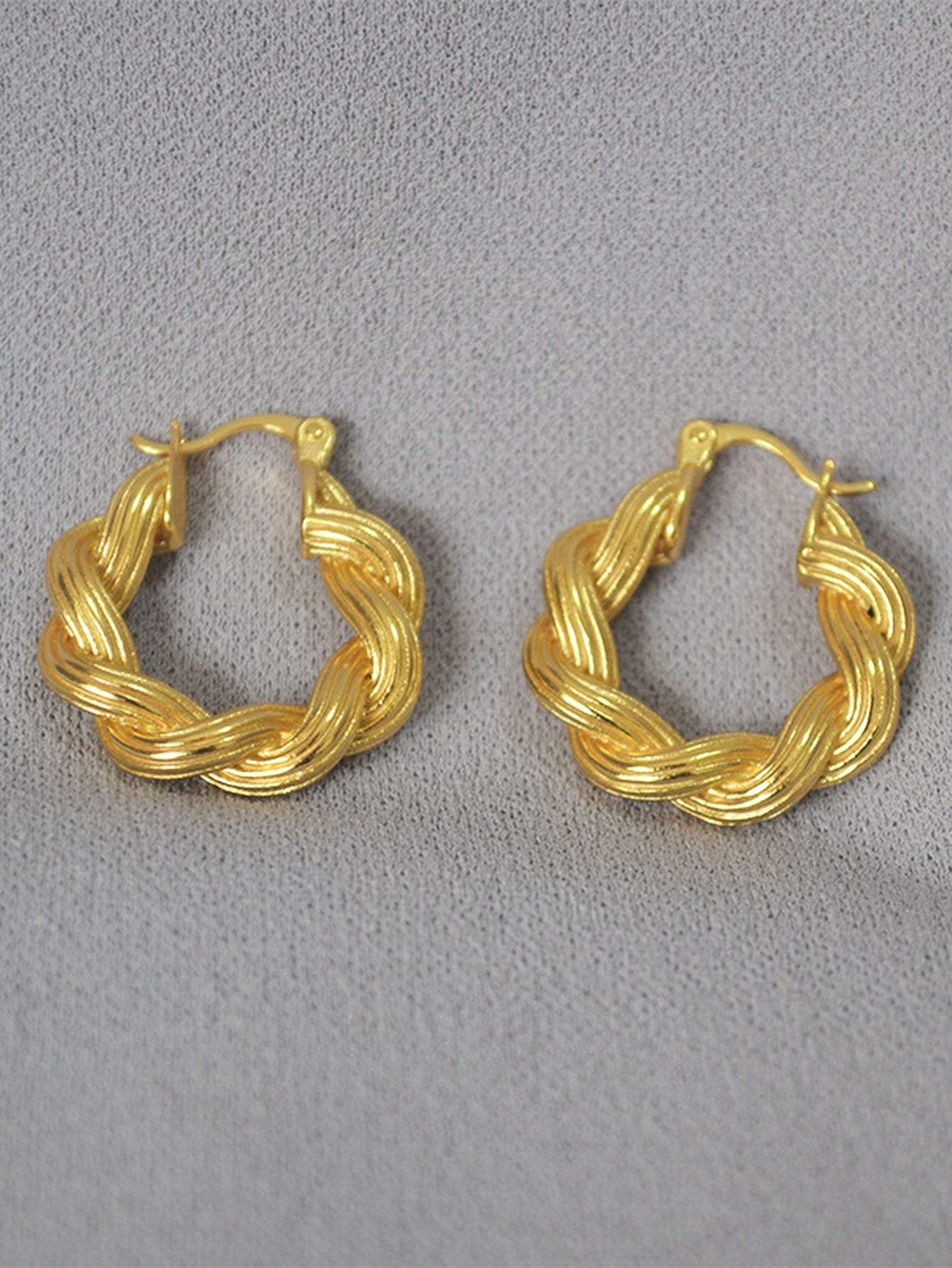 Chunky Twisted Gold Hoop Earrings