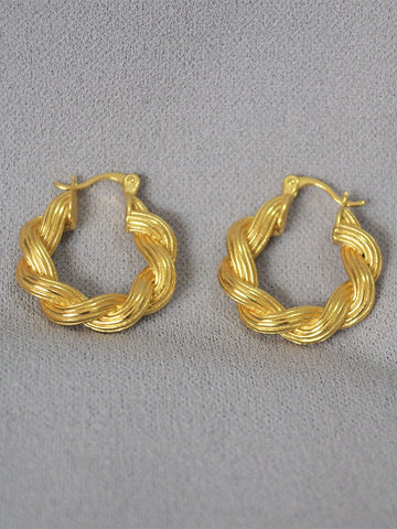 Chunky Twisted Gold Hoop Earrings