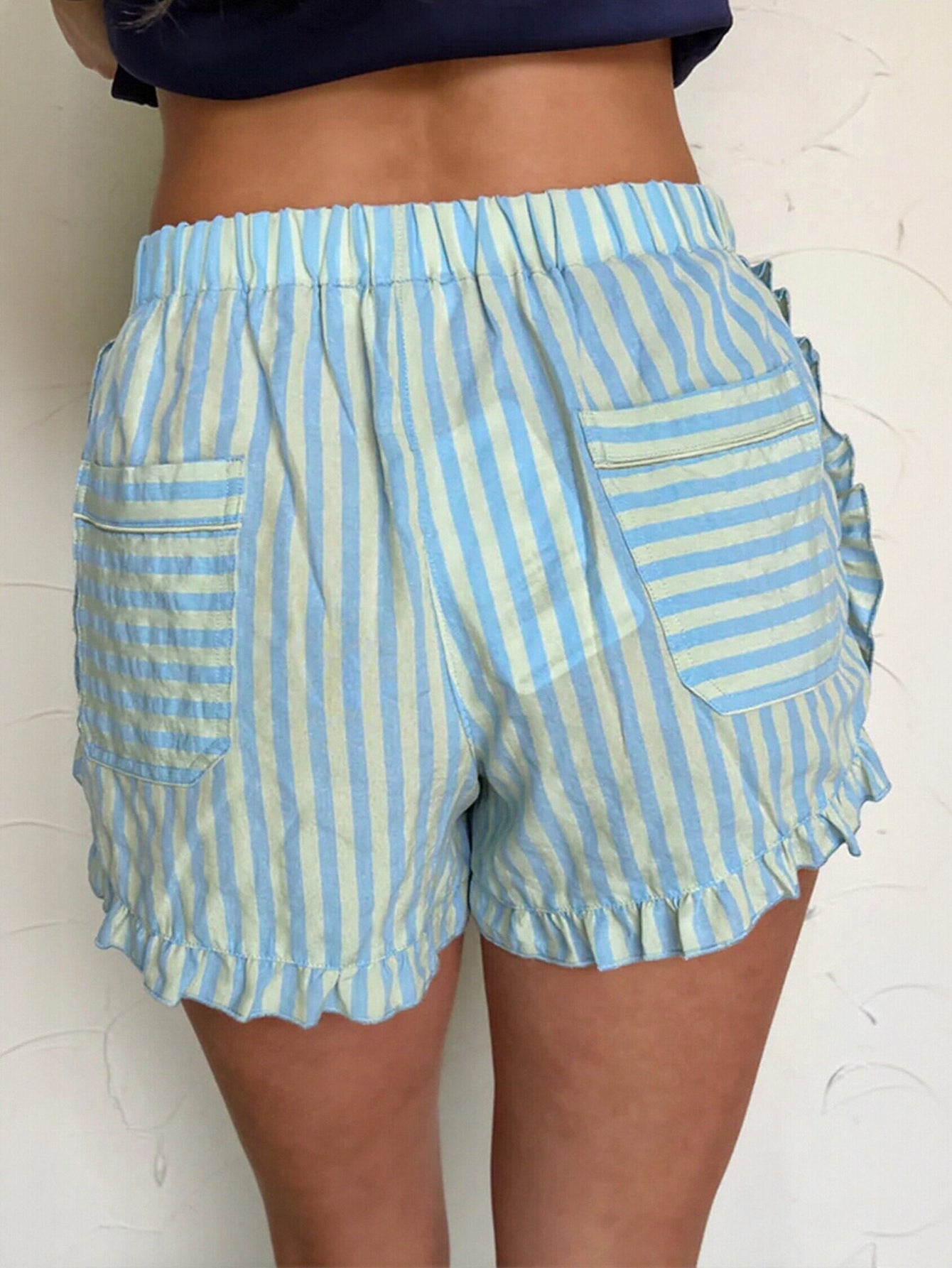 Comfy Ruffled Striped Lounge Shorts