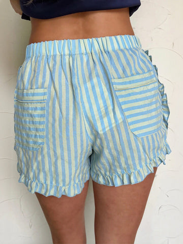 Comfy Ruffled Striped Lounge Shorts