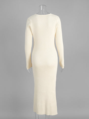 Slim Fit Ribbed Knit Maxi Dress