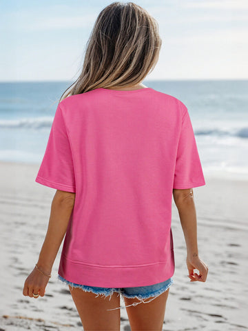 Oversized Bow Graphic Pink T-Shirt
