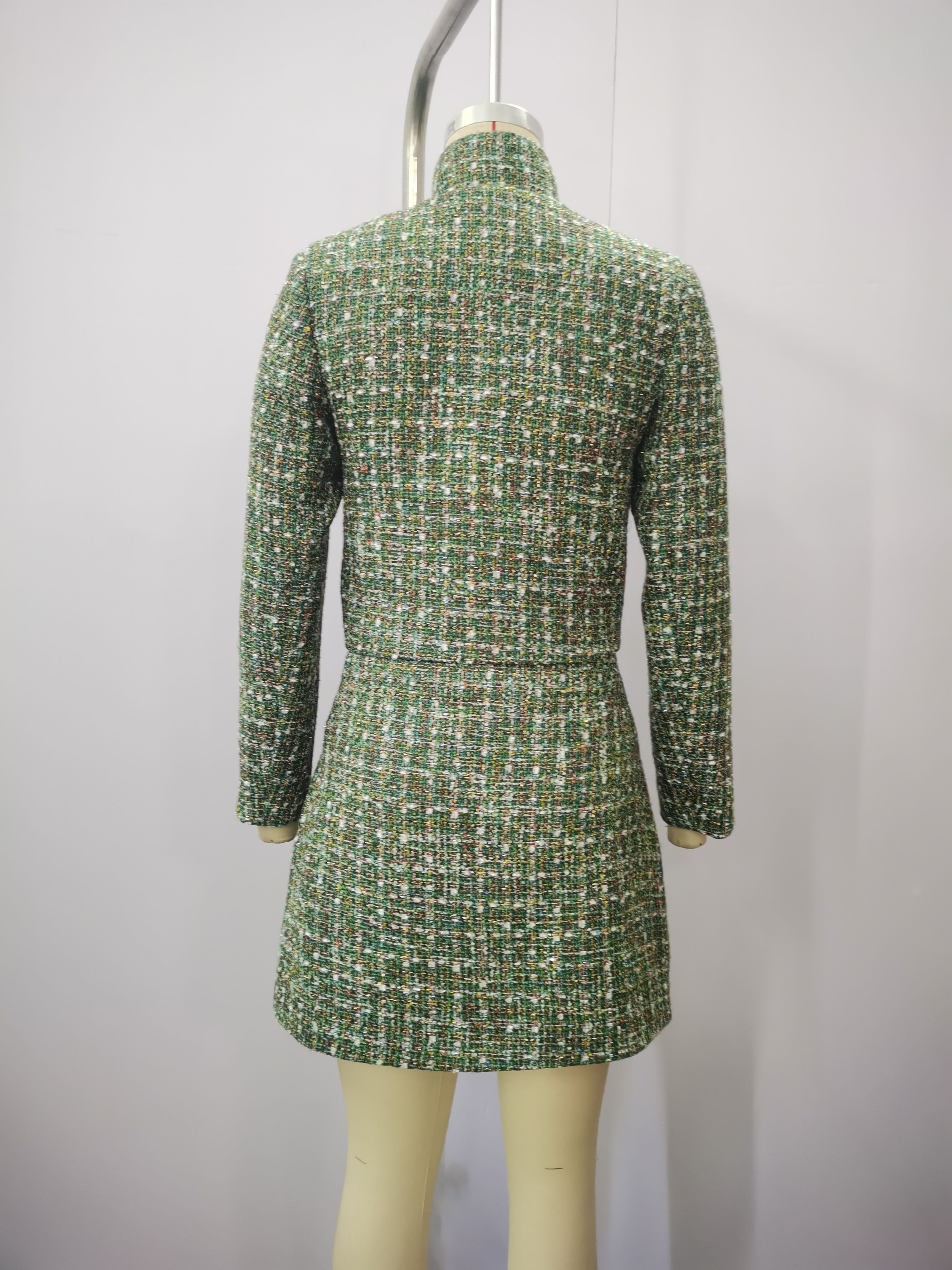 Chic Tweed Button Detail Mini Skirt