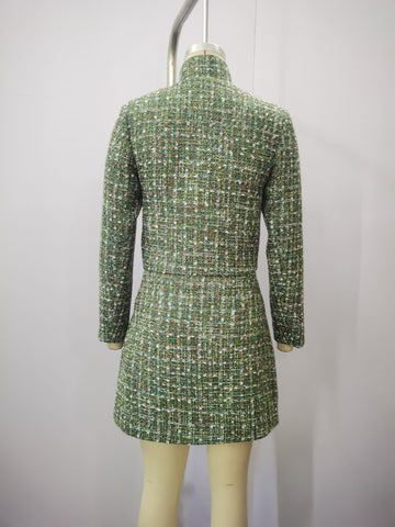 Chic Tweed Button Detail Mini Skirt