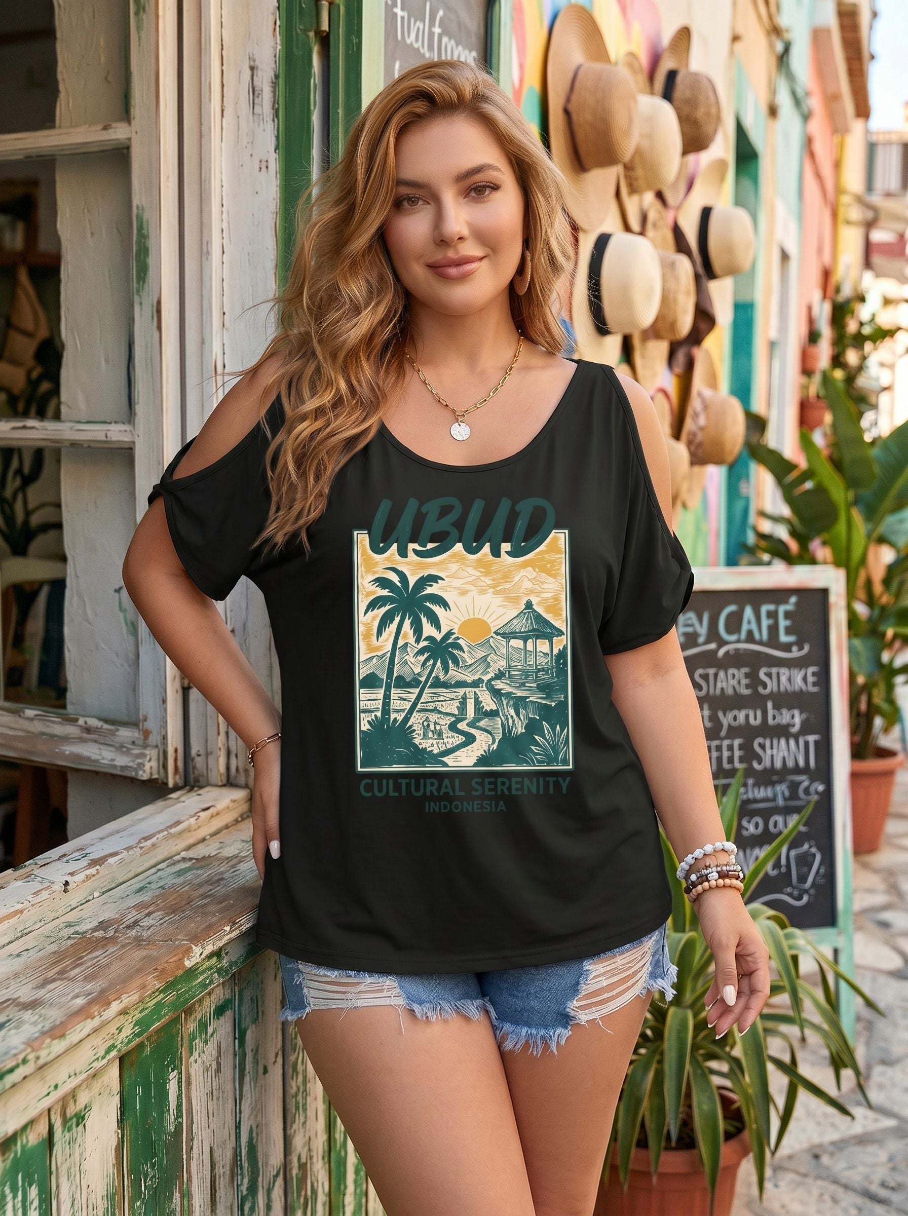 Graphic Cold Shoulder Relaxed T-Shirt