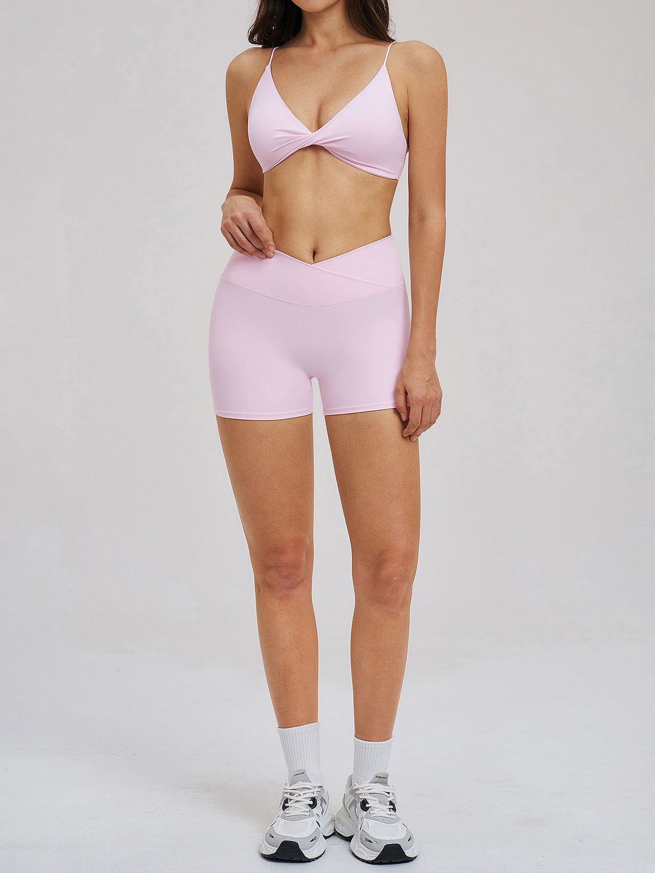 Seamless High Waisted Athletic Shorts Set