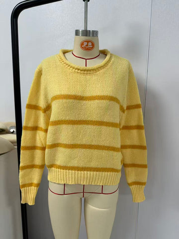 Cozy Striped Crewneck Knit Sweater