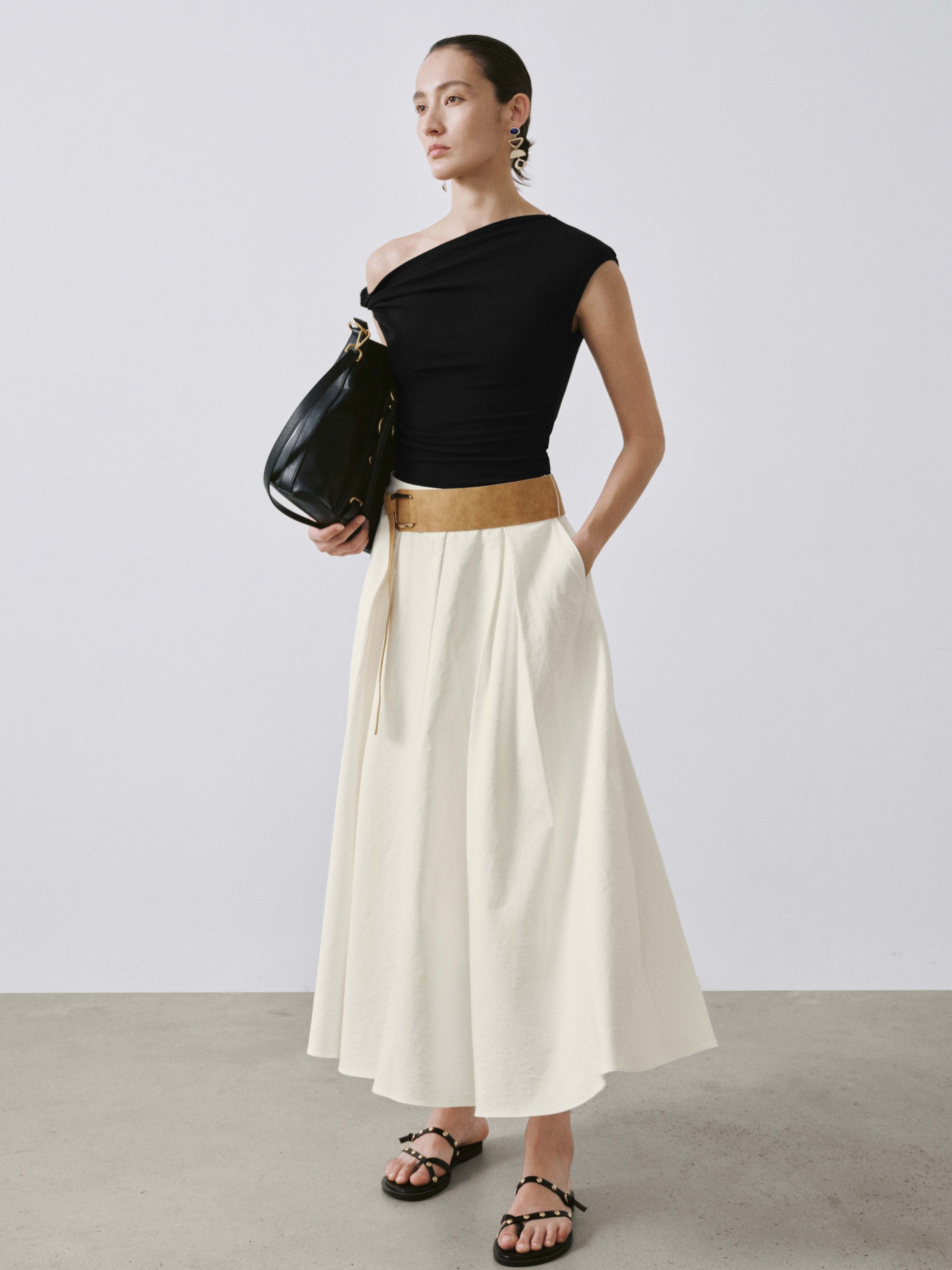 Urban Revivo Boho Belted A-Line Midi Skirts