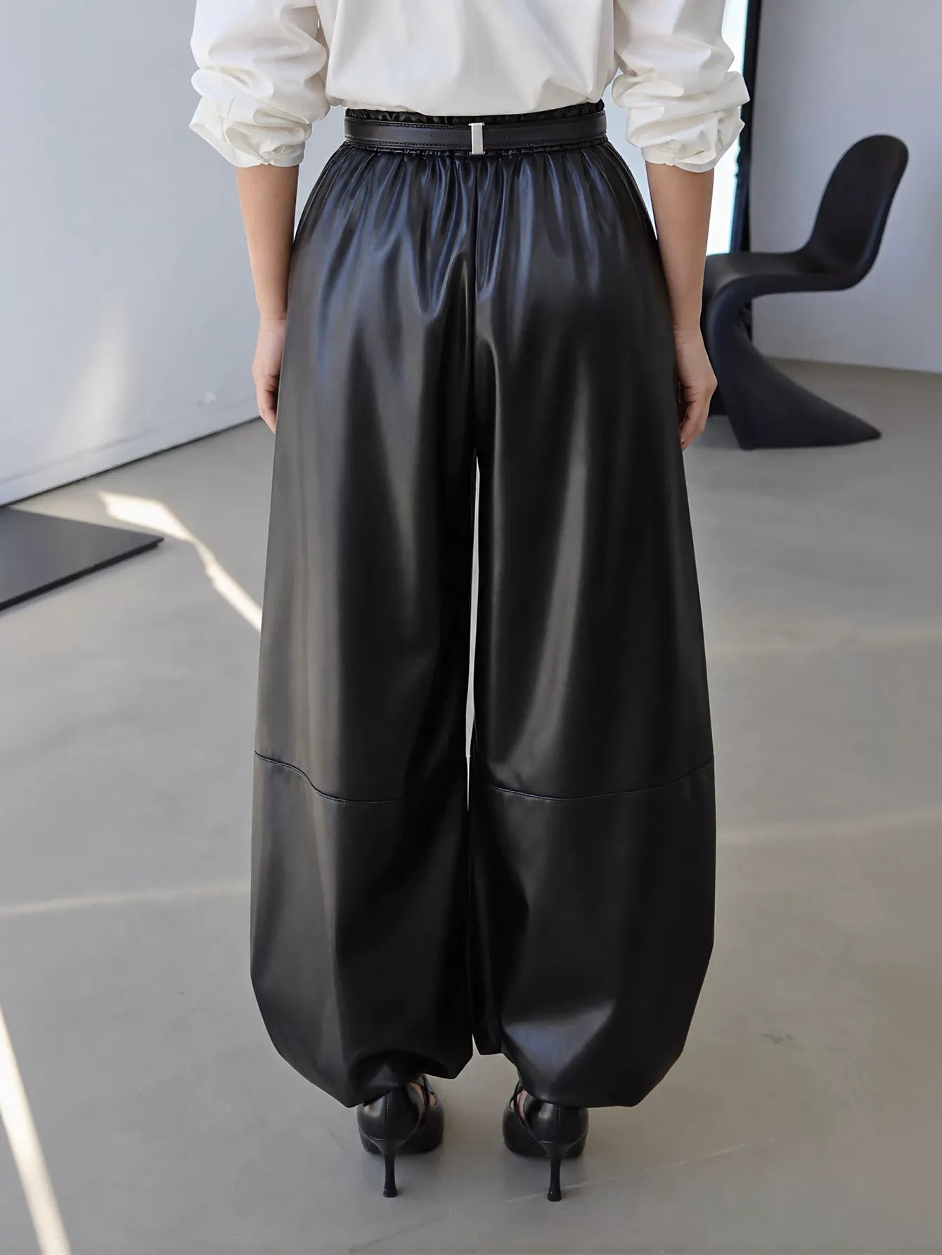 High Waisted Faux Leather Balloon Pants