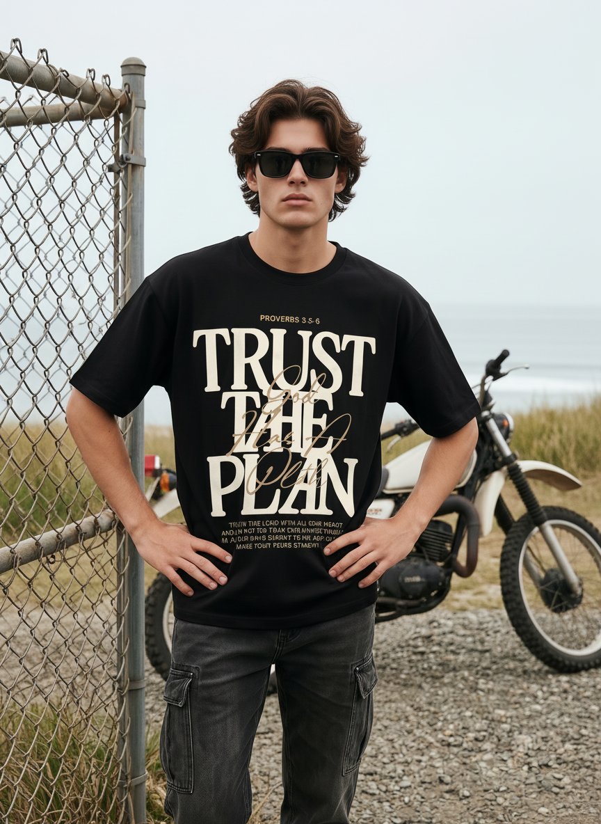 Oversized Graphic Faith Quote T-Shirt