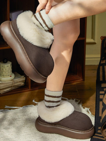 Fuzzy Platform Suede Ankle Boots
