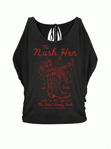 Western Graphic Cold Shoulder T-Shirt