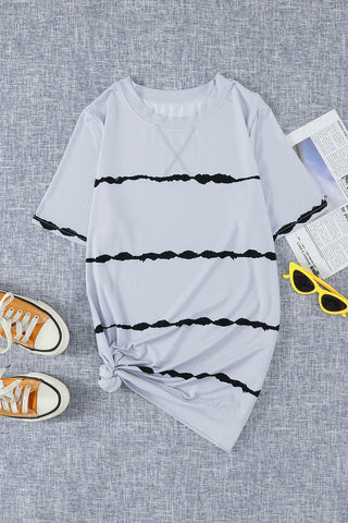 Casual Striped Crewneck Pink T-Shirt