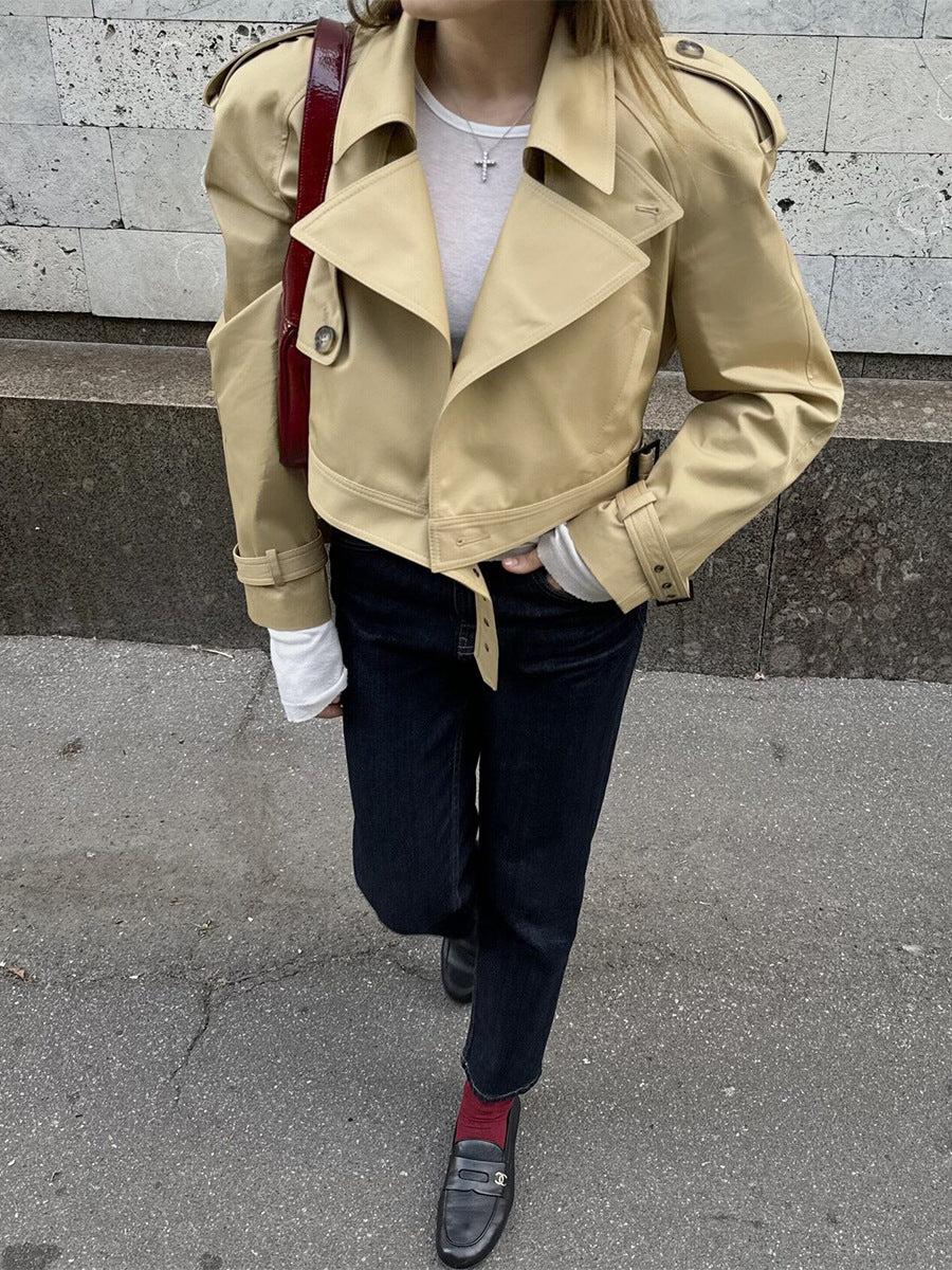 Cropped Belted Utility Trench Coat