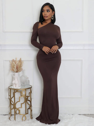Cut Out One Shoulder Maxi Dress