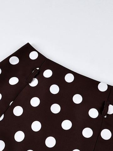 High Waisted Polka Dot Midi Skirt