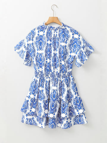 Floral Print Shirt Style Mini Dress