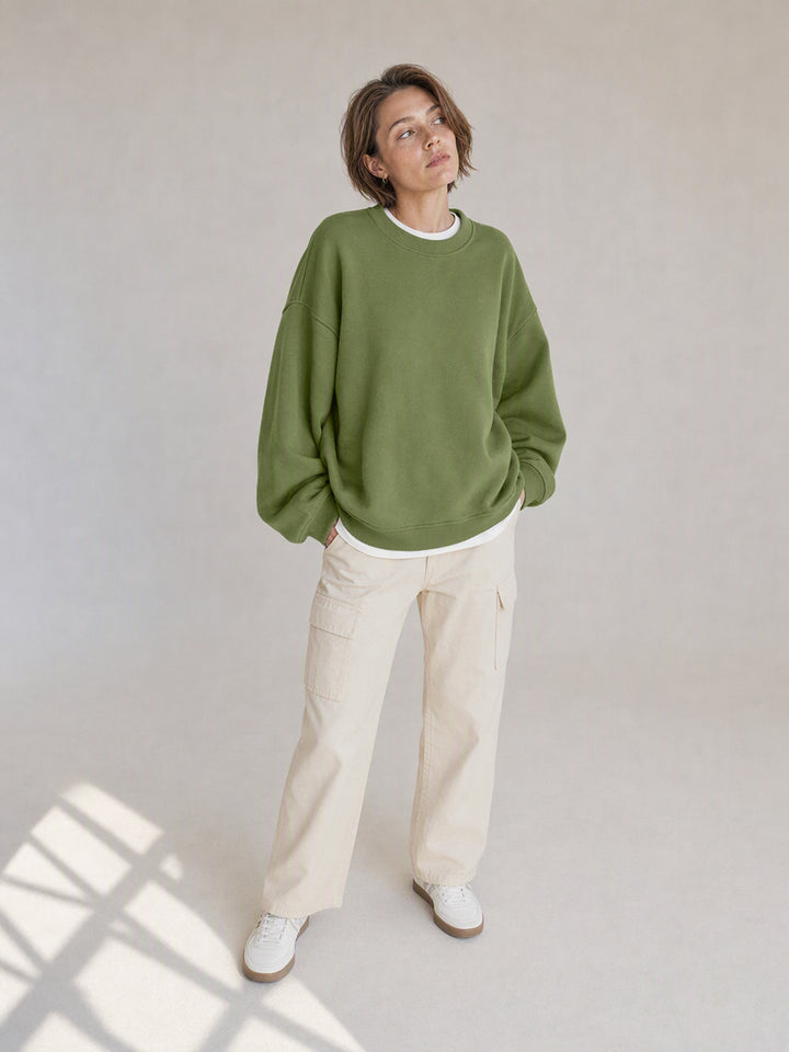 Oversized Mock Neck Pullover Sweatshirt