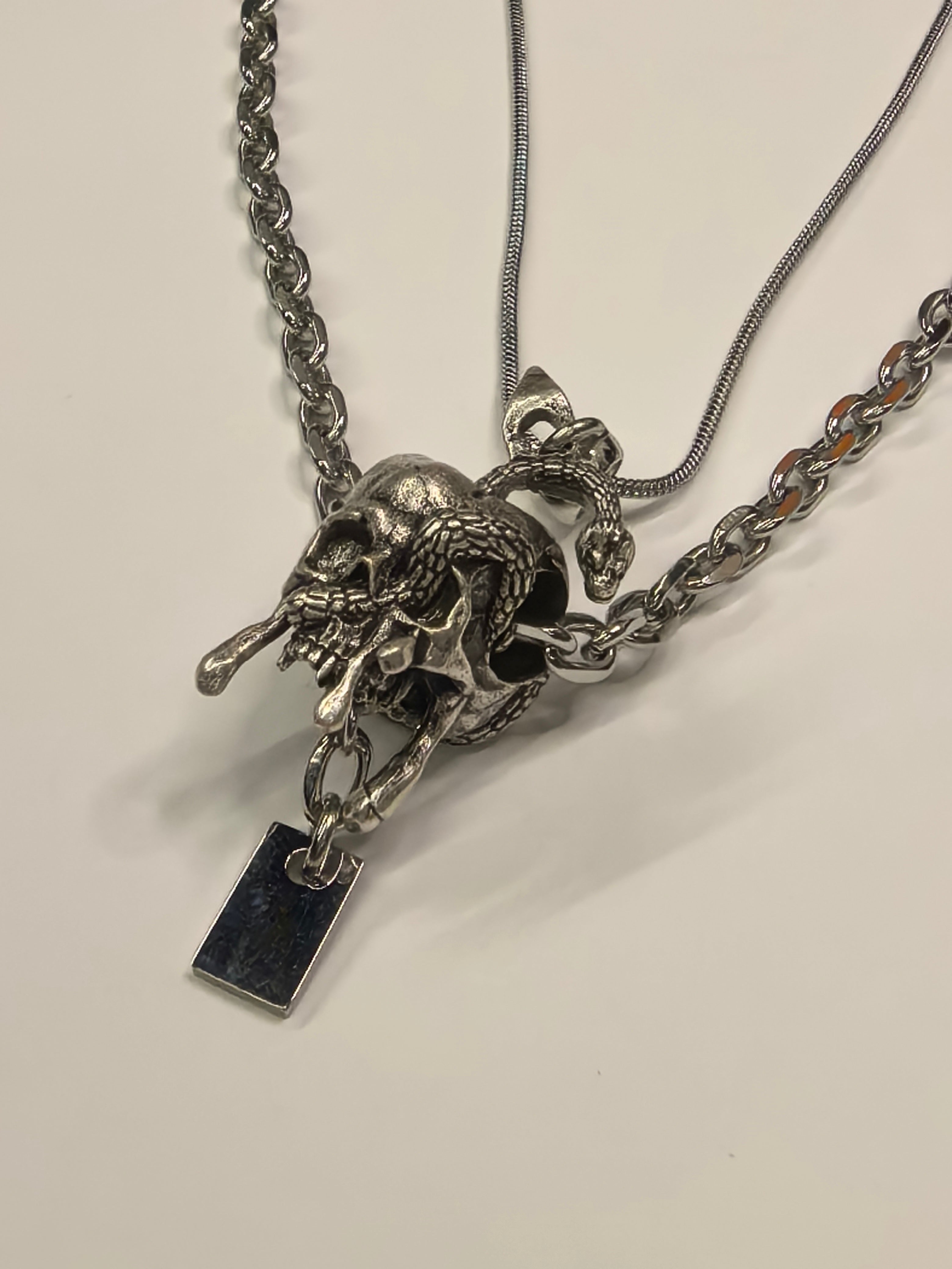 Gothic Layered Skull Pendant Necklace