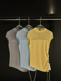 Rhinestone Embellished Crochet Knit Sweater