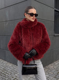Luxurious Red Faux Fur Jacket