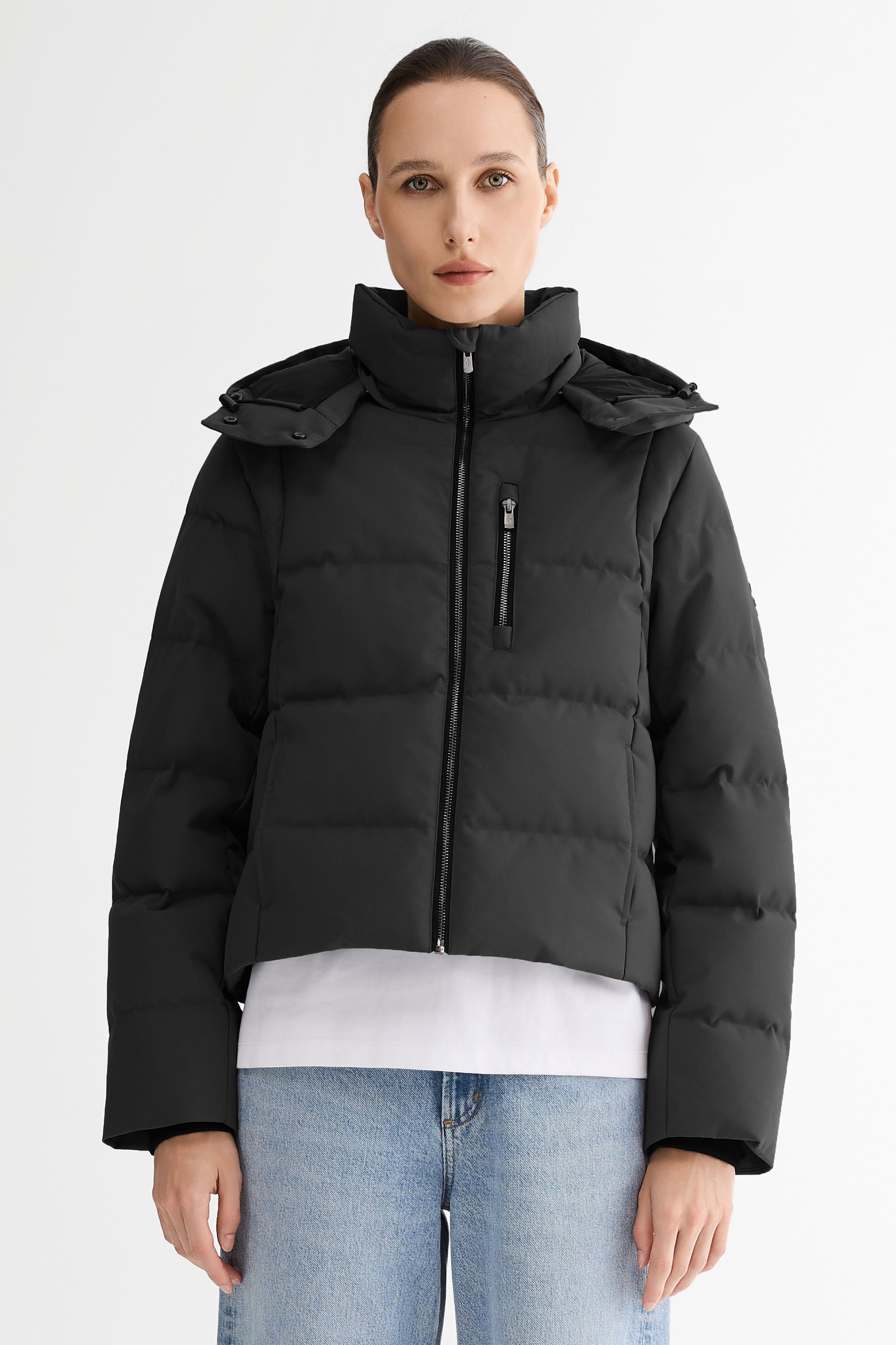 Cropped Hooded Puffer Jacket