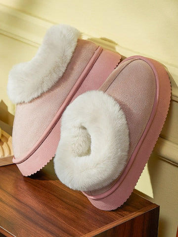 Cozy Plush Platform Suede Ankle Boots
