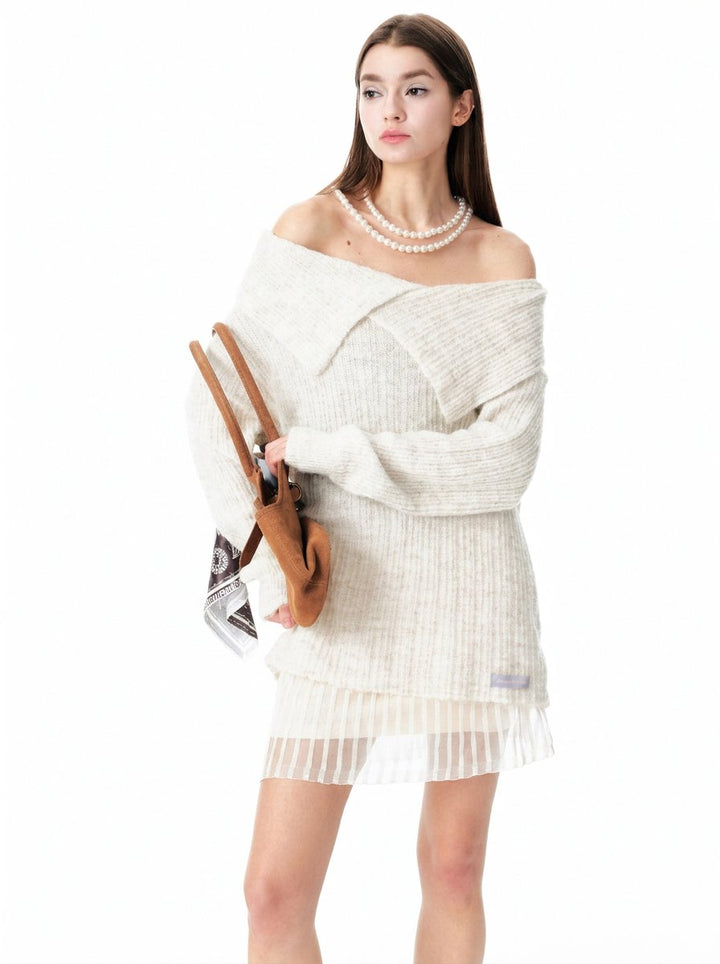 Cozy Off Shoulder Ribbed Knit Sweater