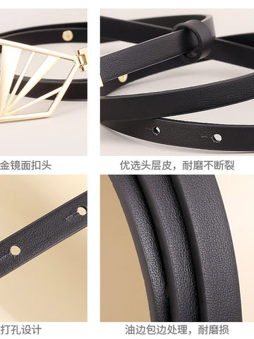 Elegant Gold Geometric Skinny Belt