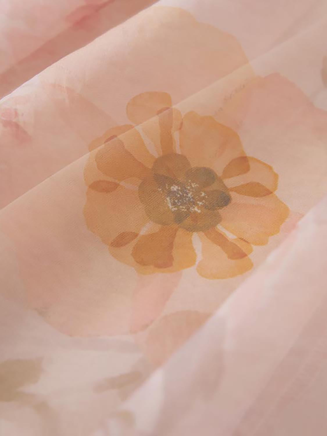 Urban Revivo Floral Decor A-Line Maxi Dresses-Pinky Orange Print