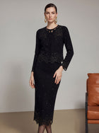 Embellished Scalloped Hem Midi Skirt