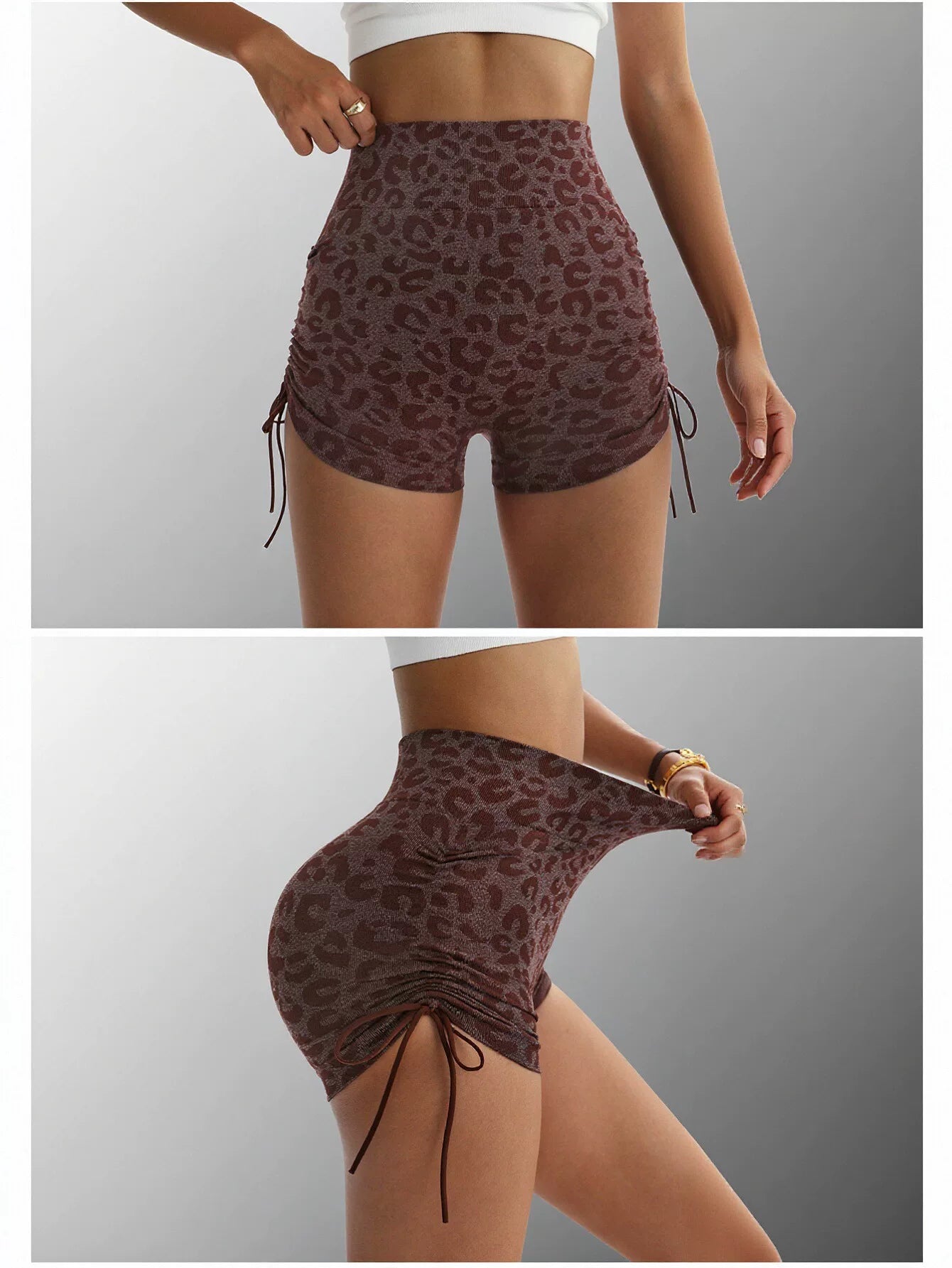 Seamless Scrunch Butt Leopard Yoga Shorts