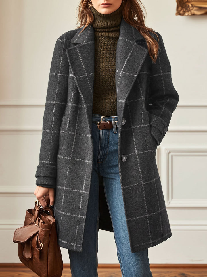 Classic Plaid Single Breasted Wool Coat