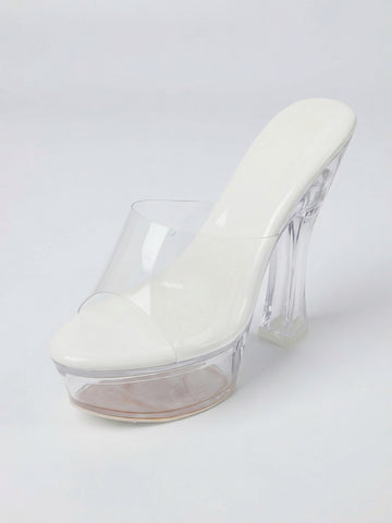 Clear PVC Open-Toe Platform Heel Nightclub High Heel