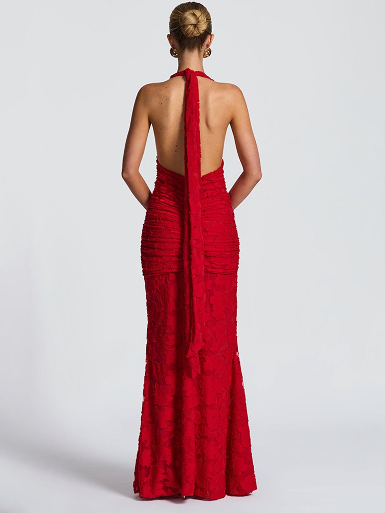 Mermaid Halter Tie Detail Glamorous Maxi Dress
