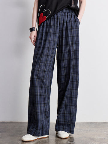 High Waisted Plaid Wide Leg Pants