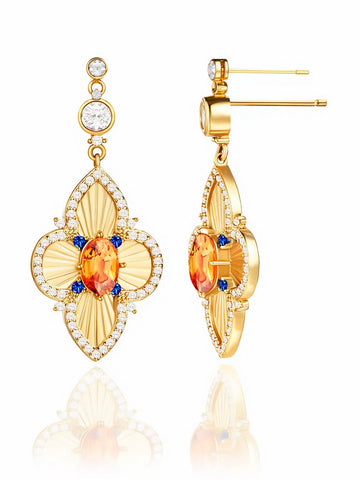 Elegant Floral Gemstone Dangle Earrings