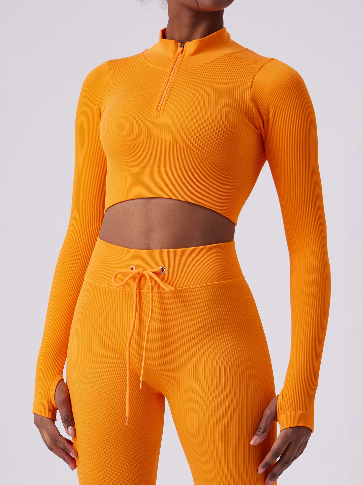 Half-Zip Mock Neck Workout Yoga Top-Multicolor