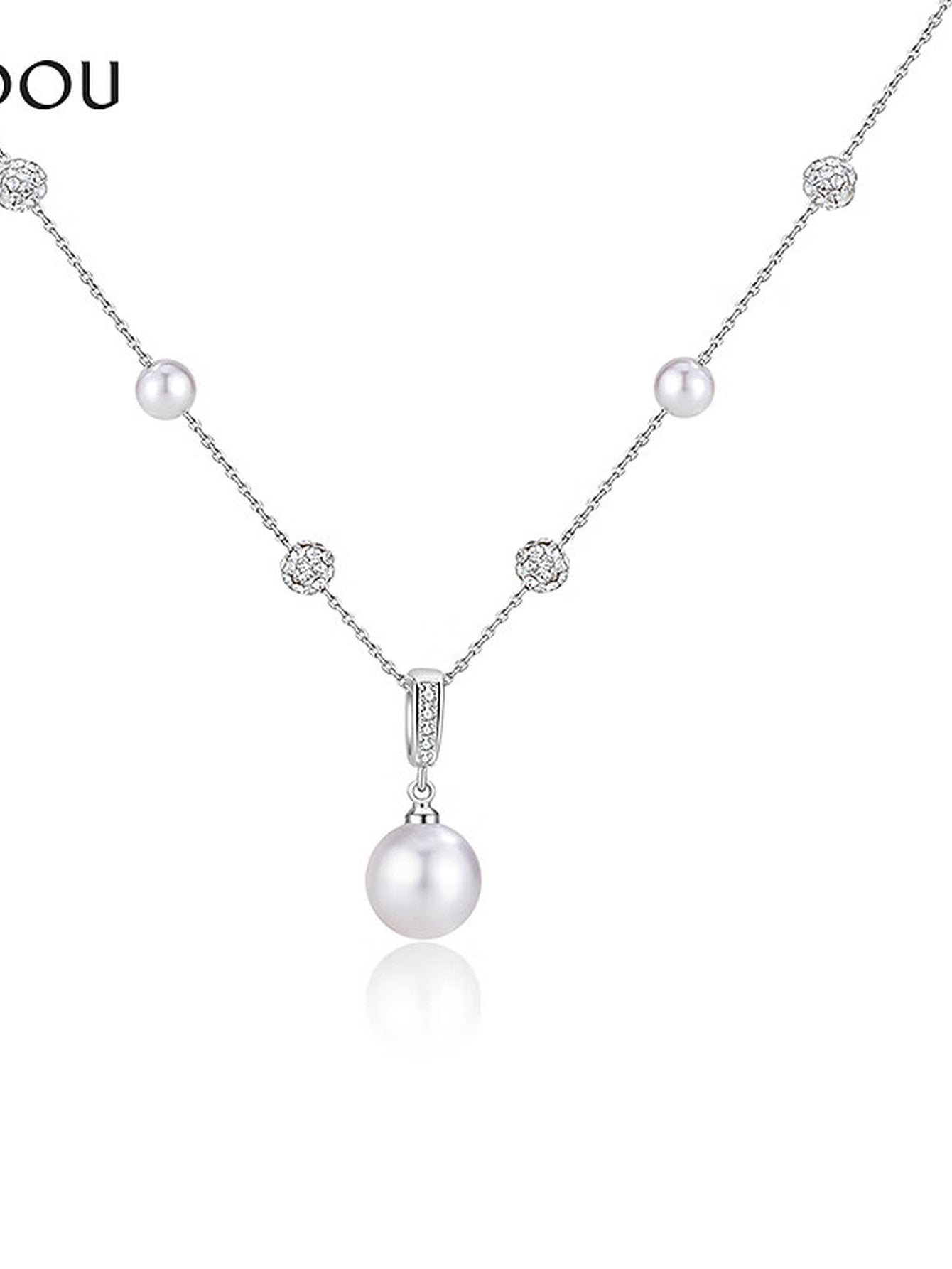 Elegant Dainty Pearl Station Necklace
