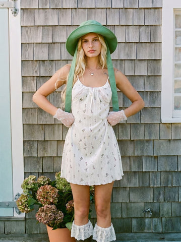 Floral Lace Trim Mini Sleep Dress