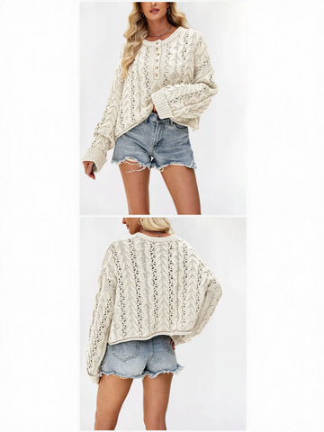 Cozy Button Cable Knit Sweater