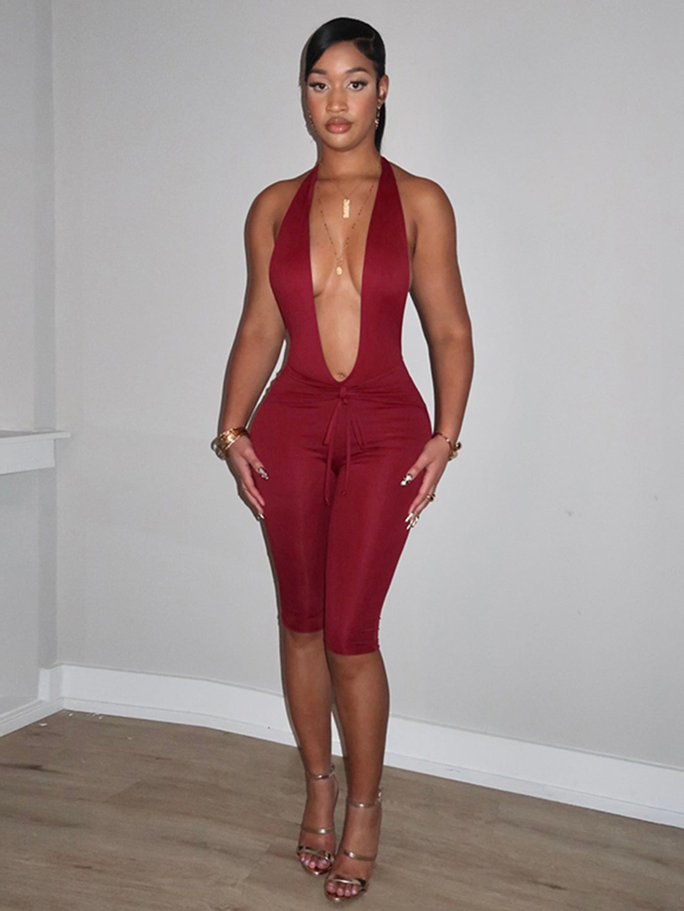 Deep V Halter Sexy Jumpsuit